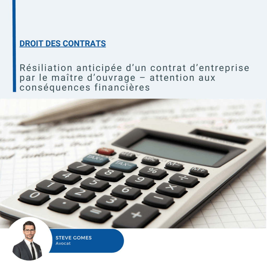 Visuel sur la résiliation anticipée d'un contrat d'entreprise