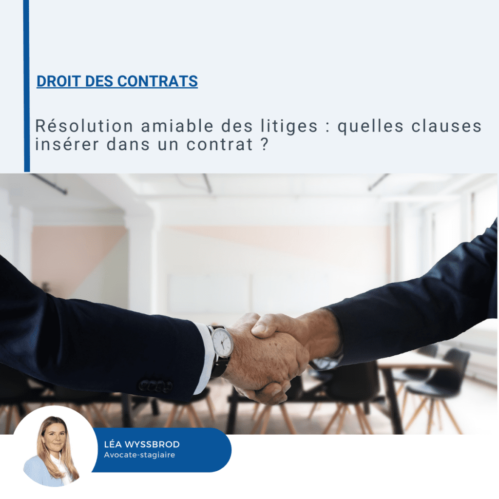 Visuel sur les clauses de résolution amiable des litiges