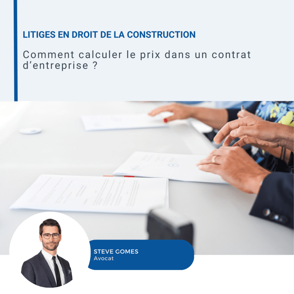 Visuel LinkedIn sur le calcul du prix dans un contrat d'entreprise