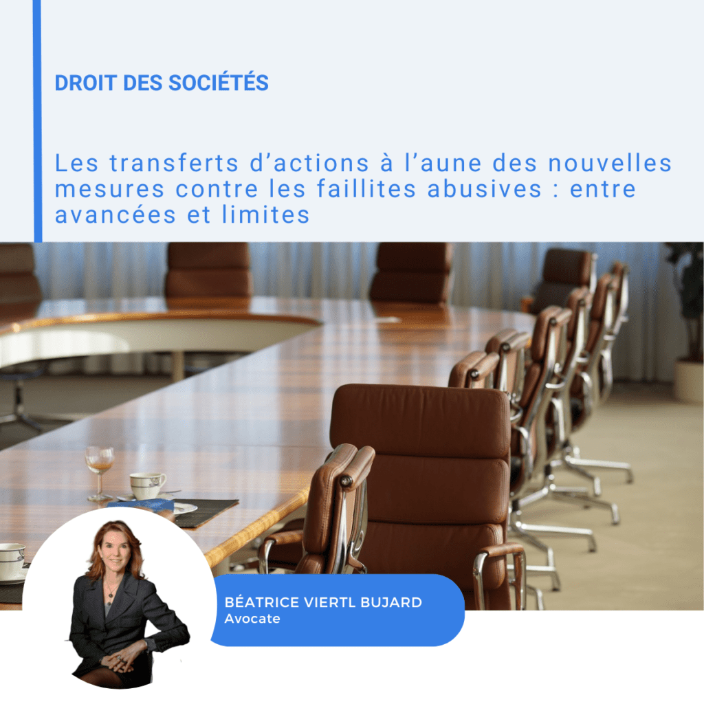 Visuel LinkedIn sur les transferts d'actions et les faillites abusives