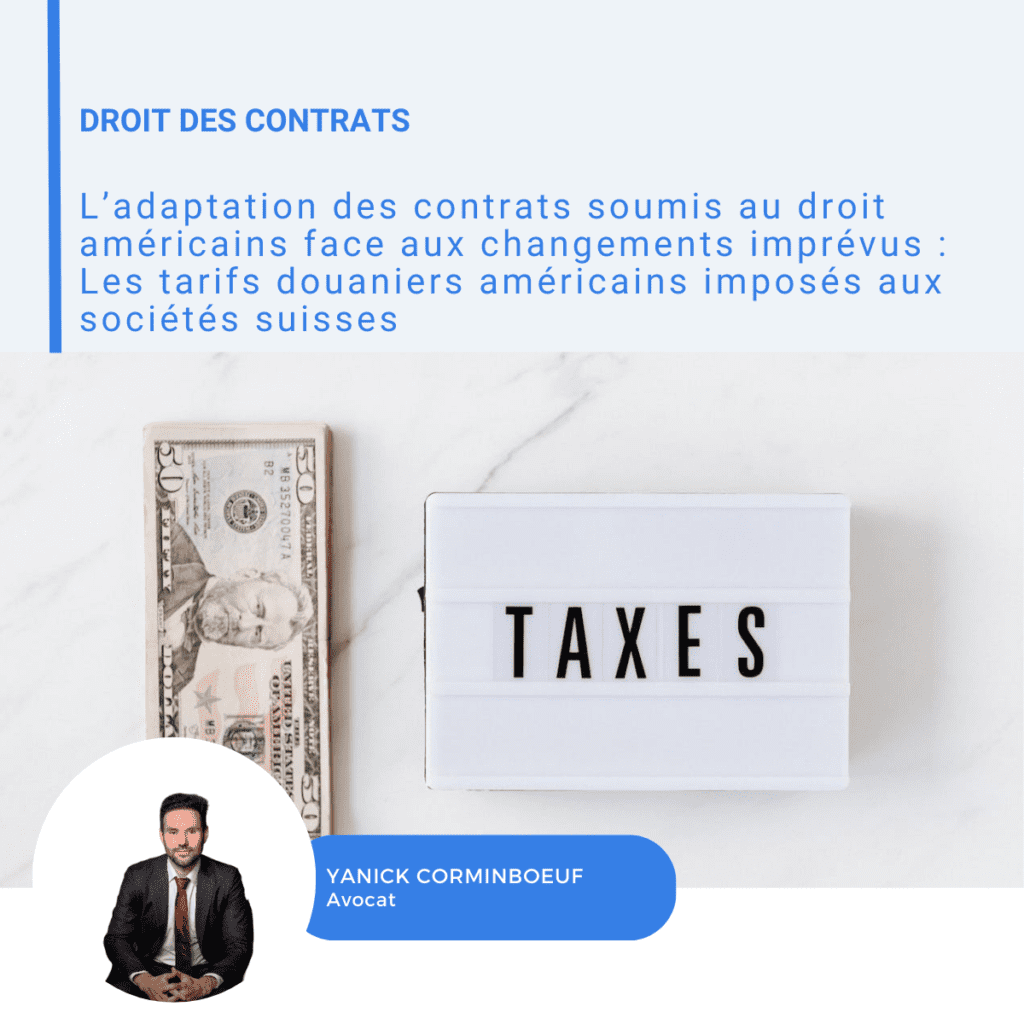 Visuel LinkedIn sur l'adaptation des contrats face aux tarifs douaniers américains