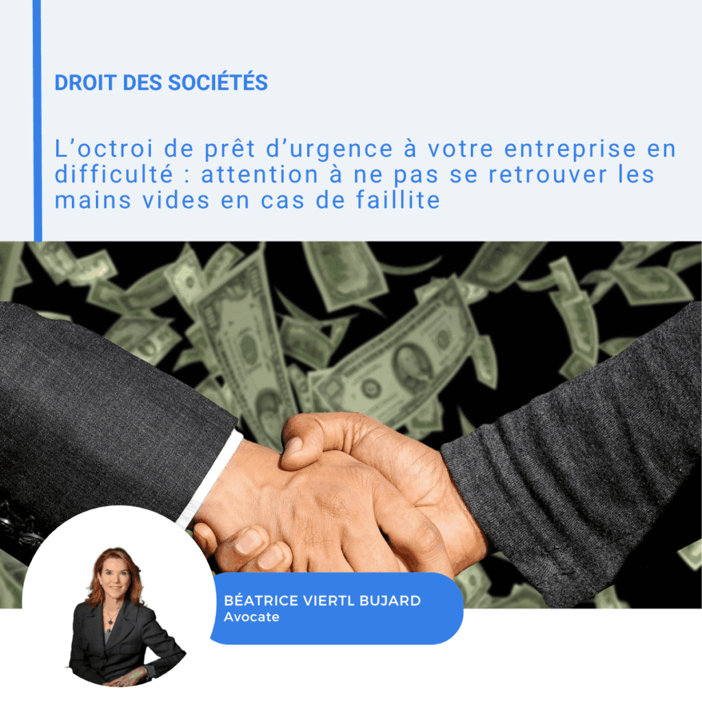 Visuel LinkedIn sur le prêt d'urgence à une entreprise en difficulté