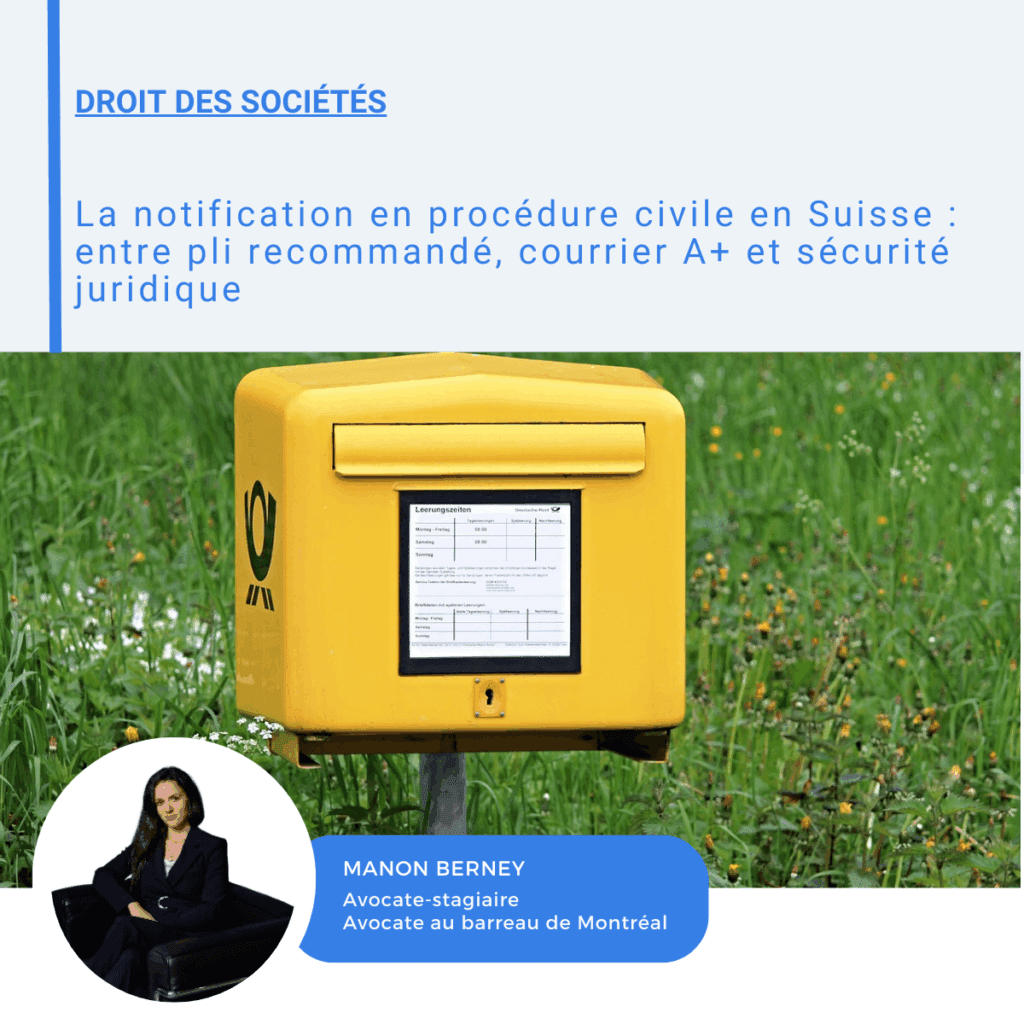 Visuel LinkedIn sur la notification en procédure civile suisse
