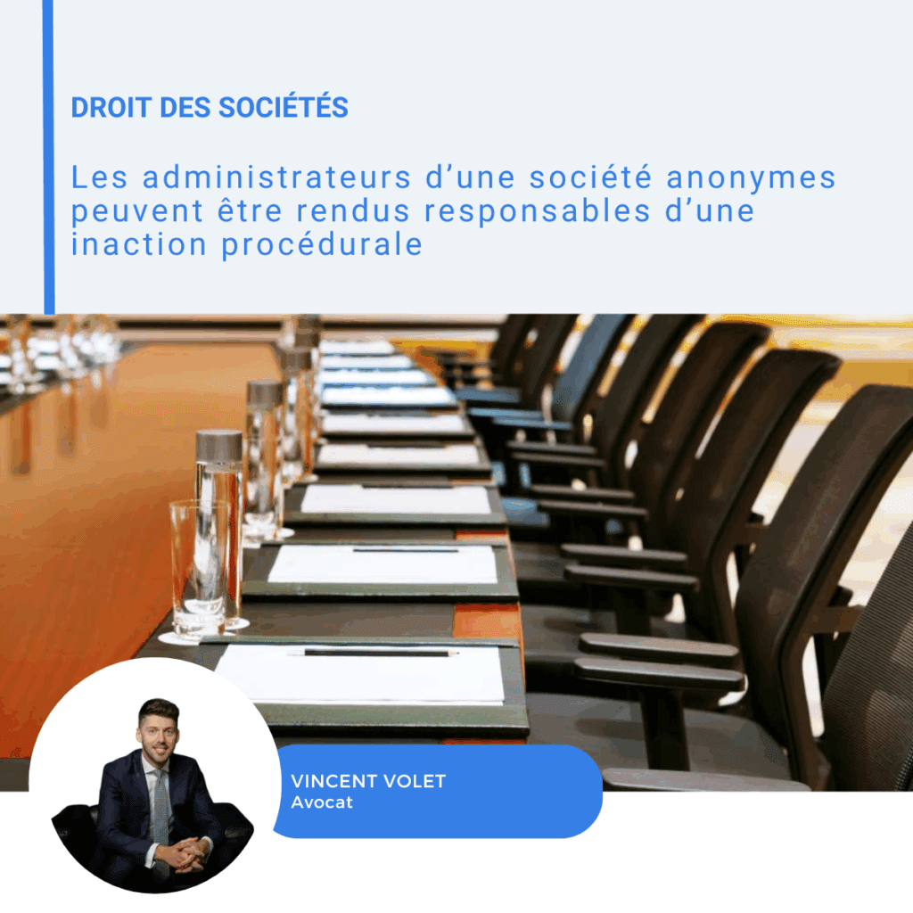 Visuel LinkedIn sur la responsabilité des administrateurs en cas d'inaction procédurale