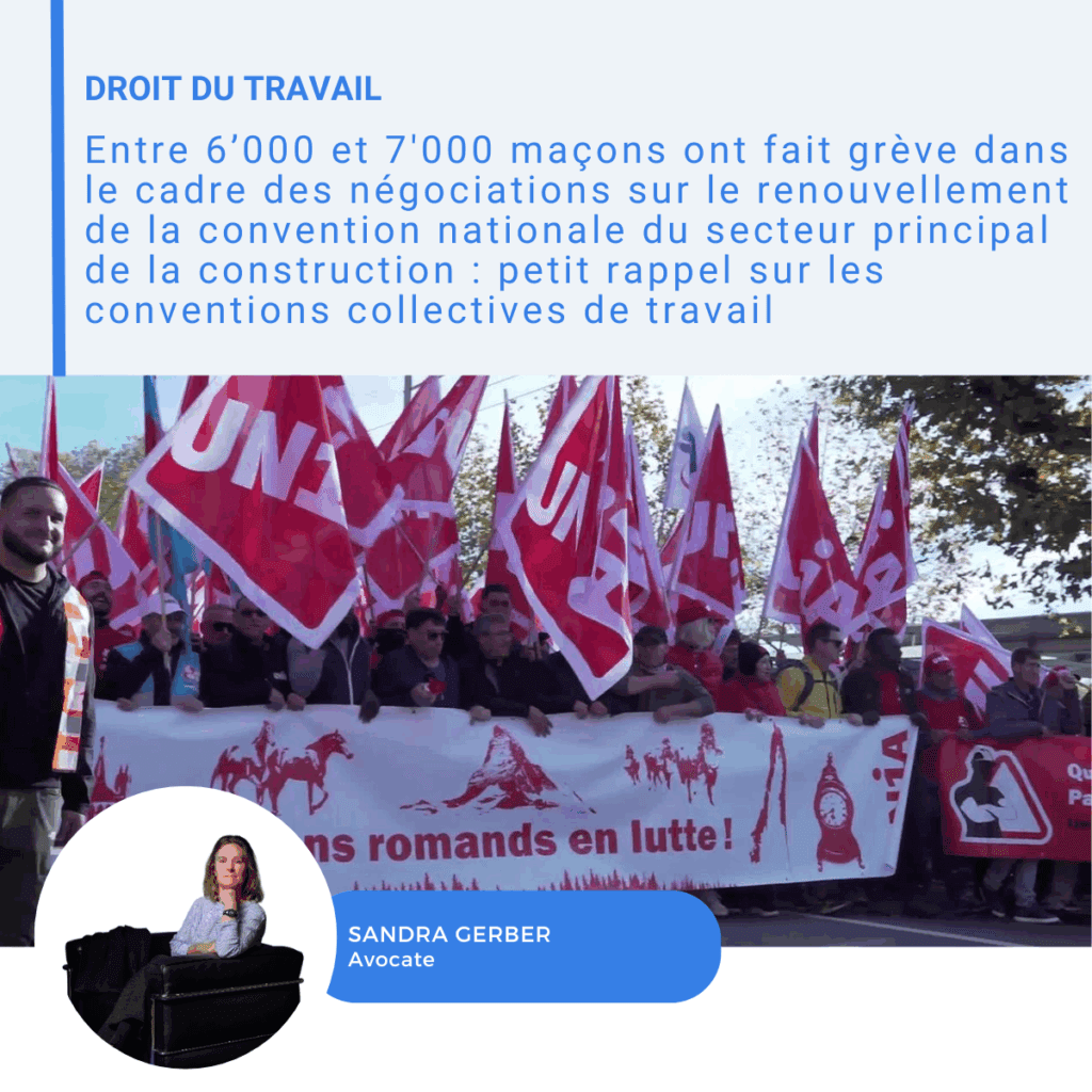 Visuel LinkedIn sur la grève des maçons et les conventions collectives de travail