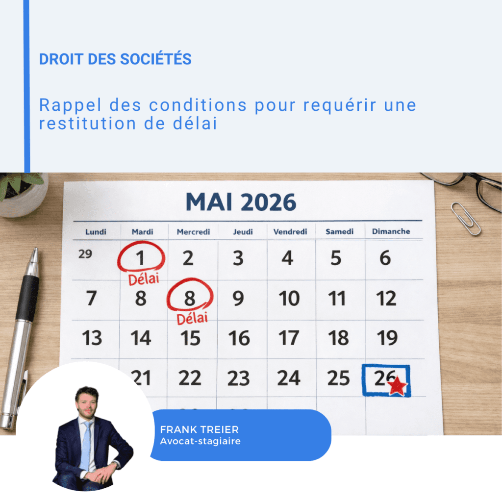 Visuel LinkedIn sur les conditions pour requérir une restitution de délai