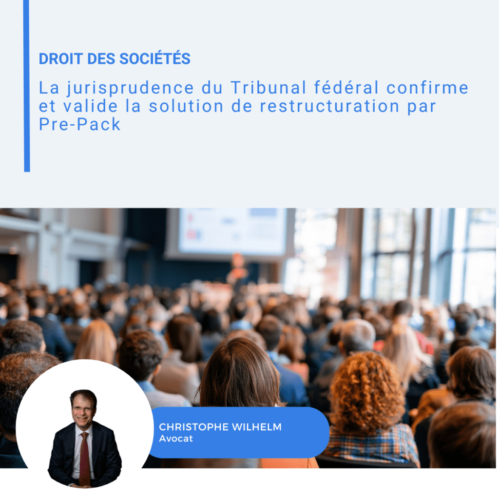 Visuel LinkedIn de Christophe Wilhelm sur la restructuration par Pre-Pack